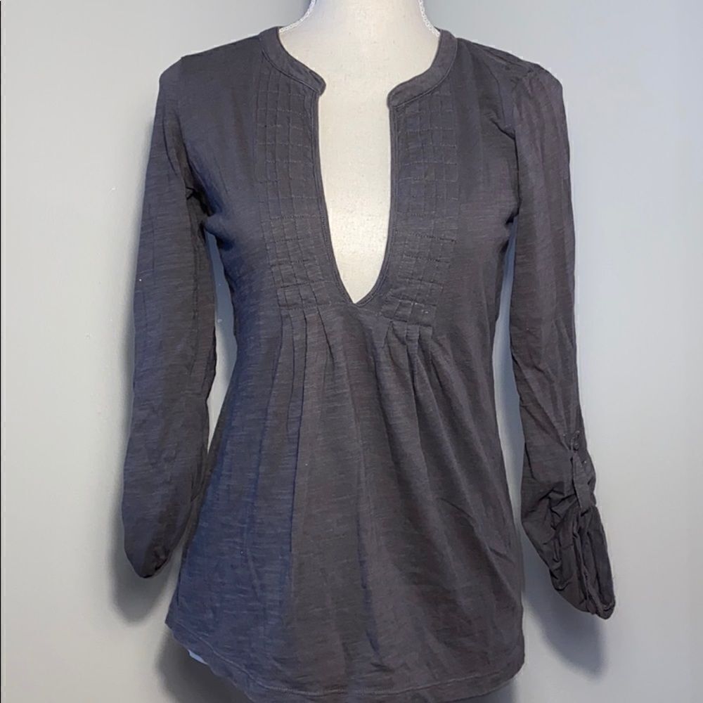 Ann Taylor Loft Cotton Dark Grey Top